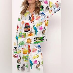 NWT,Sheshow,Key West,Florida,Travel Pajama Set,Long Sleeve,Lightweight,Size Lg